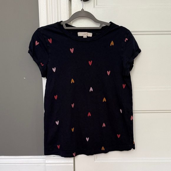 LOFT Tops - LOFT Maternity Navy Tee with Heart Accents